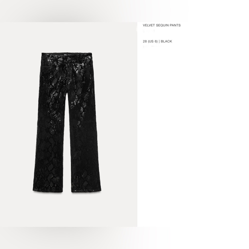 Zara Sequin Elegant Black Velvet Trousers NWT Size 28 US 6❣️ - Picture 7 of 8